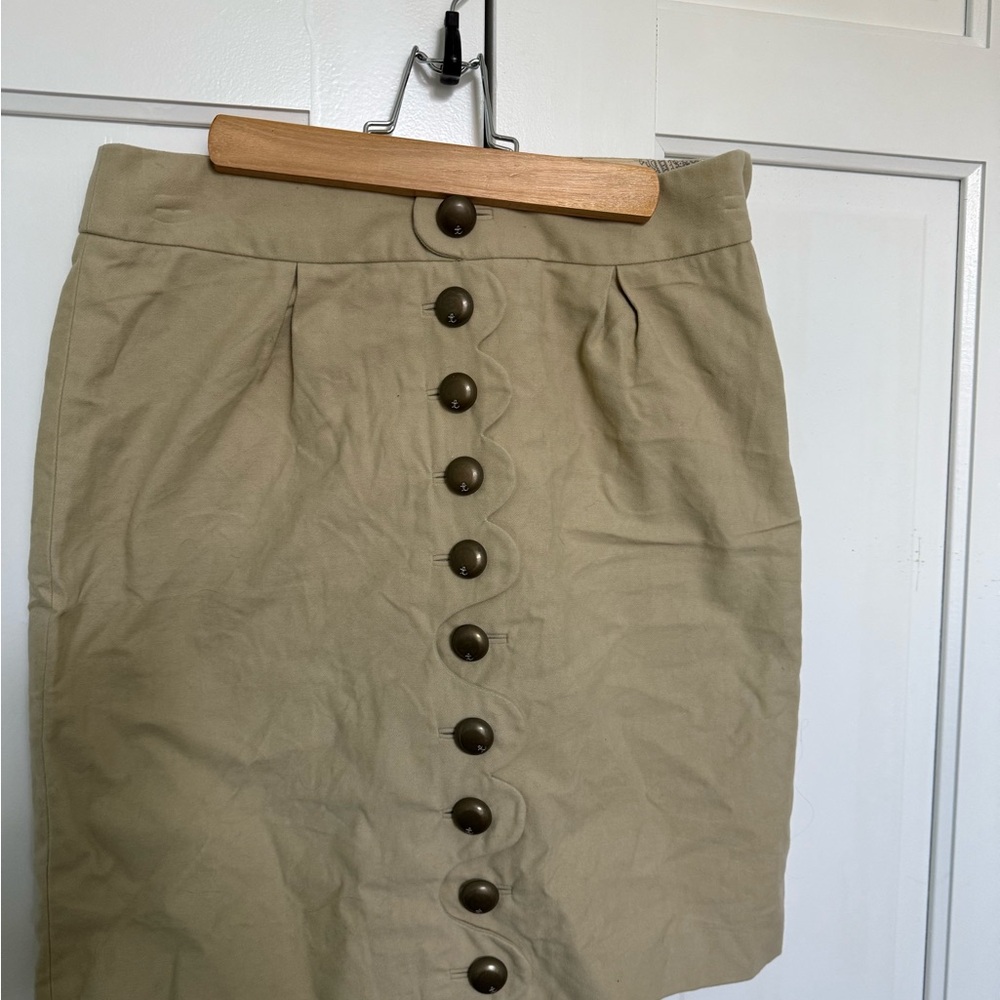 Anthropologie Taikonku Tan Button-Front Mini Skirt